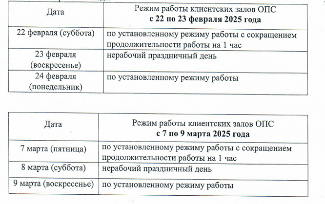 Управление федеральной почтовой связи Курской области информирует Вас о режиме работы отделений почтовой связи с 22 по 23 февраля 2025 года и с 7 по 9 марта 2025 года.
