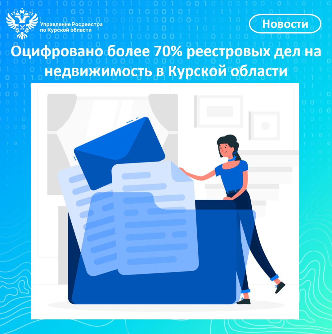 Оцифровано более 70% реестровых дел на недвижимость в Курской области.