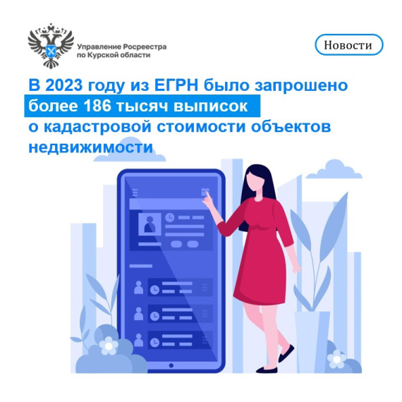 В 2023 году из ЕГРН было запрошено более 186 тысяч выписок о кадастровой стоимости объектов недвижимости. В 2023 году из ЕГРН было запрошено более 186 тысяч выписок о кадастровой стоимости объектов недвижимости.