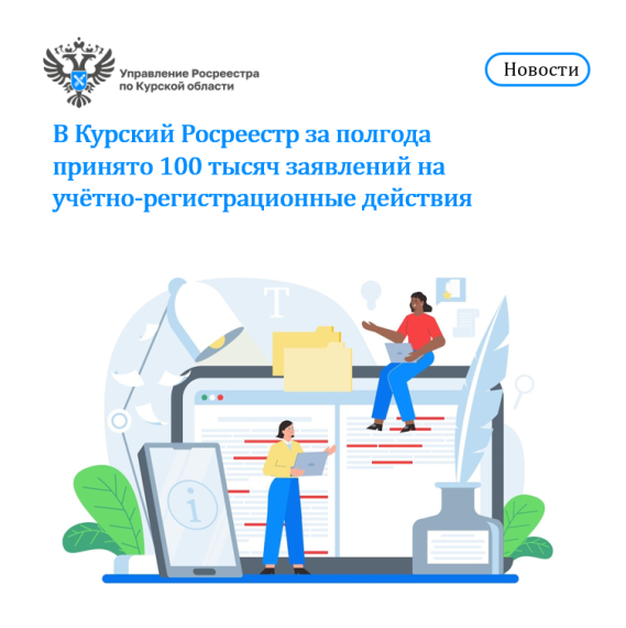 В Курский Росреестр за полгода принято 100 тысяч заявлений на учётно-регистрационные действия. В Курский Росреестр за полгода принято 100 тысяч заявлений на учётно-регистрационные действия.